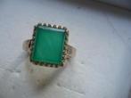 MOOIE ZILVEREN RING MET GROENE AGAAT MAAT 17,75 ZIE TEKST, Antiek en Kunst, Verzenden, Zilver