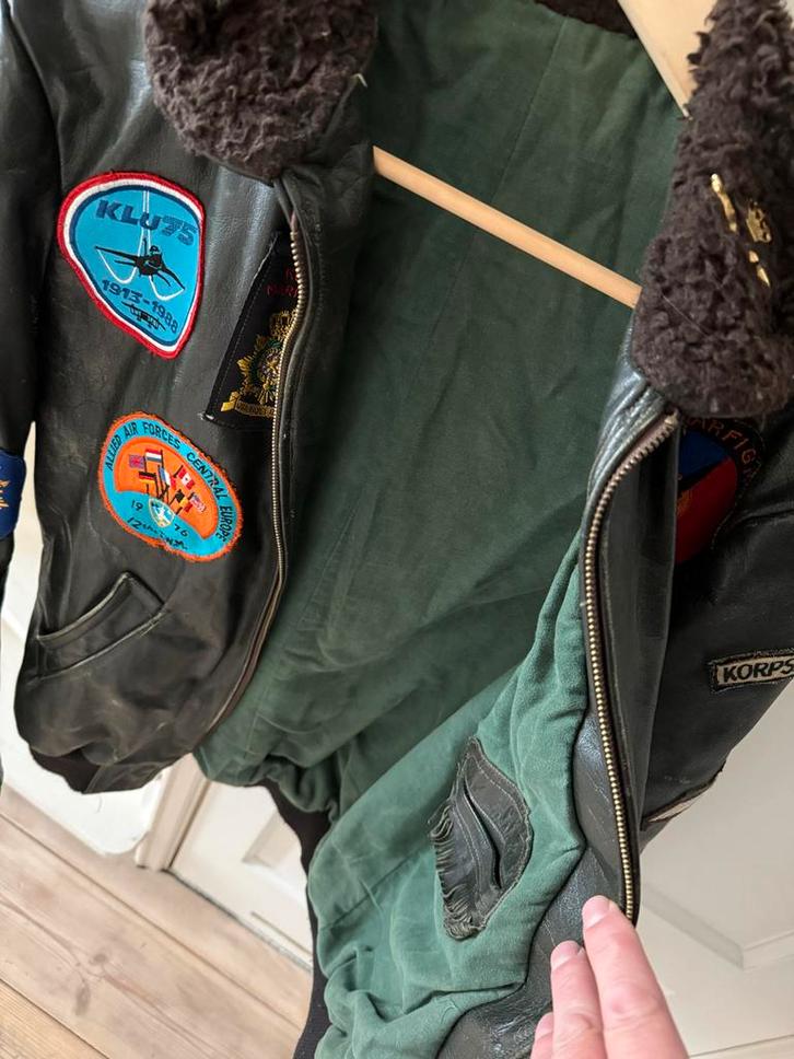 Vintage Top Gun Pilotenjas Leer, Kleding | Heren, Jassen | Zomer, Gedragen, Overige maten, Zwart, Ophalen of Verzenden