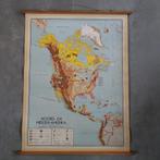 Wandkaart Noord- en Midden-Amerika, Bakker en Rusch 1952, Antiek en Kunst, Ophalen of Verzenden, Aardrijkskunde