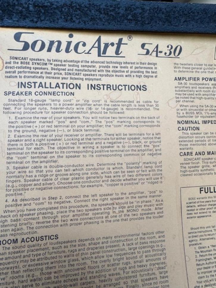 SonicArt / Bose luidsprekers - Zeldzaam, Audio, Tv en Foto, Luidsprekers, Gebruikt, Front, Rear of Stereo speakers, Minder dan 60 watt