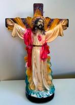 Antiek Heilig Hart Crucifix Kruis Beeld - Jezus - 48CM, Ophalen of Verzenden