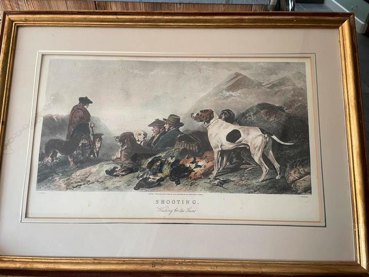 Moii ingelijste plaat met jacht tafereel, Antiek en Kunst, Curiosa en Brocante, Ophalen
