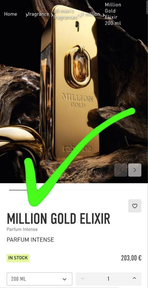 Rabanne Million GOLD ELIXIR *ALLERNIEUWSTE* 200ML  € 89, Sieraden, Tassen en Uiterlijk, Uiterlijk | Parfum, Zo goed als nieuw