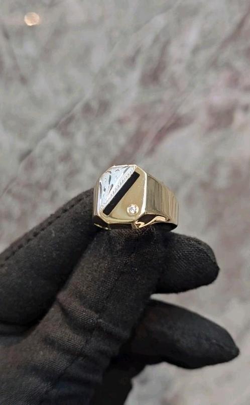 Mooie 14k gouden ring wit met Geelgoud, Sieraden, Tassen en Uiterlijk, Ringen, Nieuw, Heer, Goud, Goud, Ophalen of Verzenden