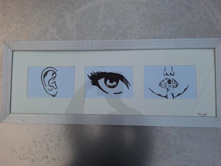 Kunstig gezicht, ingelijst.DALEN,DRENTHE, Antiek en Kunst, Kunst | Tekeningen en Foto's, Ophalen of Verzenden