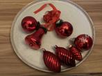 Vintage rode glazen kerstballen kerstbal glas klok druppel, Diversen, Kerst, Ophalen of Verzenden, Gebruikt