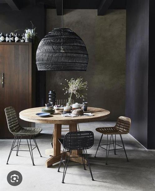 zwart riet rotan hanglamp, Huis en Inrichting, Lampen | Hanglampen, Gebruikt, Minder dan 50 cm, Ophalen