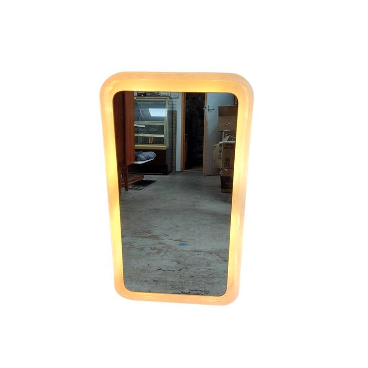 Vintage spiegel met (achtergrond) verlichting, Huis en Inrichting, Woonaccessoires | Spiegels, Gebruikt, Minder dan 50 cm, Minder dan 100 cm