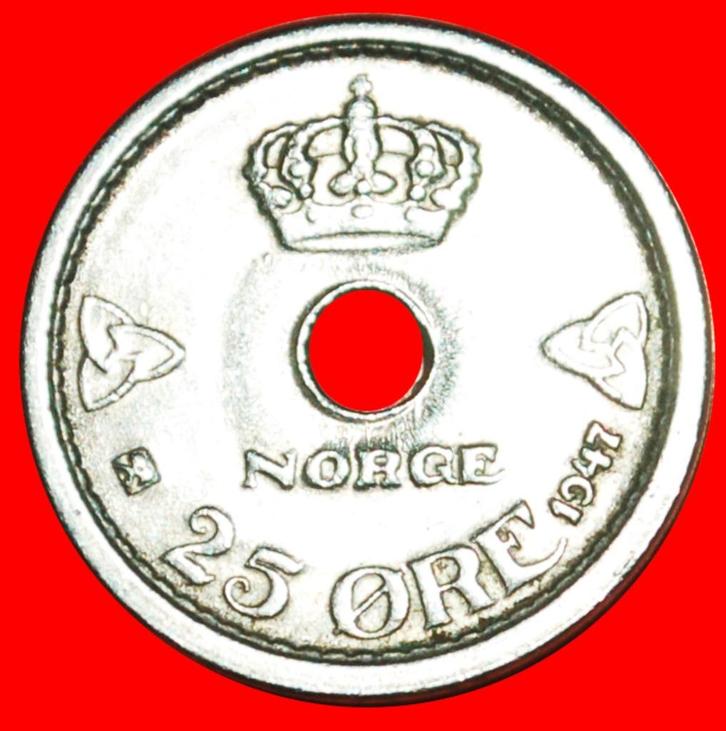 Ⰶ ROSES: NORWAY 25 ORE 1947! HAAKON VII (1905-1957), Postzegels en Munten, Munten | Europa | Niet-Euromunten, Losse munt, Overige landen