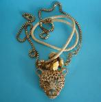 Prachtige ketting, panter kop, goud steentjes roosjes., Overige materialen, Nieuw, Met strass, Ophalen of Verzenden