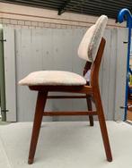 Teak houten stoel grijs roze bekleding - vintage retro, Grijs, Gebruikt, Vintage, Hout
