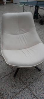 Draaifauteuil, draaistoel Monzone wit leer, Huis en Inrichting, Fauteuils, Ophalen, Zo goed als nieuw, 75 tot 100 cm, Metaal