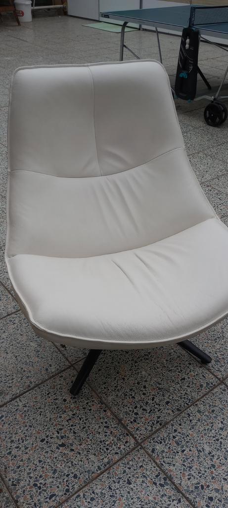 Draaifauteuil, draaistoel Monzone wit leer, Huis en Inrichting, Fauteuils, Zo goed als nieuw, Leer, Metaal, 75 tot 100 cm, Ophalen