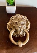 Massief messing koperen deurklopper leeuw deurbel leeuwenkop, Antiek en Kunst, Ophalen of Verzenden