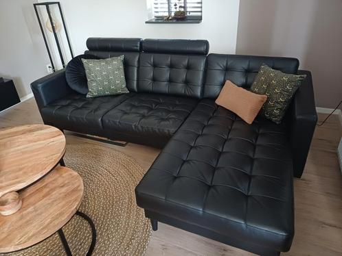 Ikea Landskrona 3 zits leer met chaise longue., Huis en Inrichting, Banken | Bankstellen, Zo goed als nieuw, Hoekbank, Driepersoons