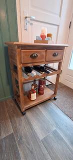 Houten Keukentrolley / Wijnrek - Butler, Huis en Inrichting, Ophalen, Gebruikt, 5 tot 15 flessen, 75 cm of meer