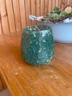 Groene Glazen Vaas / Kaarshouder, Huis en Inrichting, Ophalen of Verzenden, Minder dan 50 cm, Groen, Glas