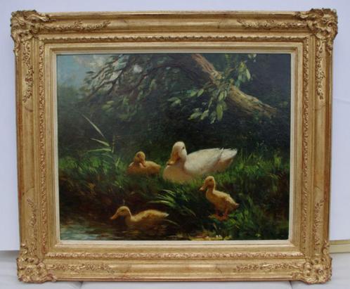 Constant Artz - Moeder eend met kuikens, Antiek en Kunst, Kunst | Schilderijen | Klassiek, Ophalen