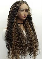 Prachtige lace-wig.bruin met highlights., Sieraden, Tassen en Uiterlijk, Ophalen of Verzenden, Nieuw, Pruik of Haarverlenging