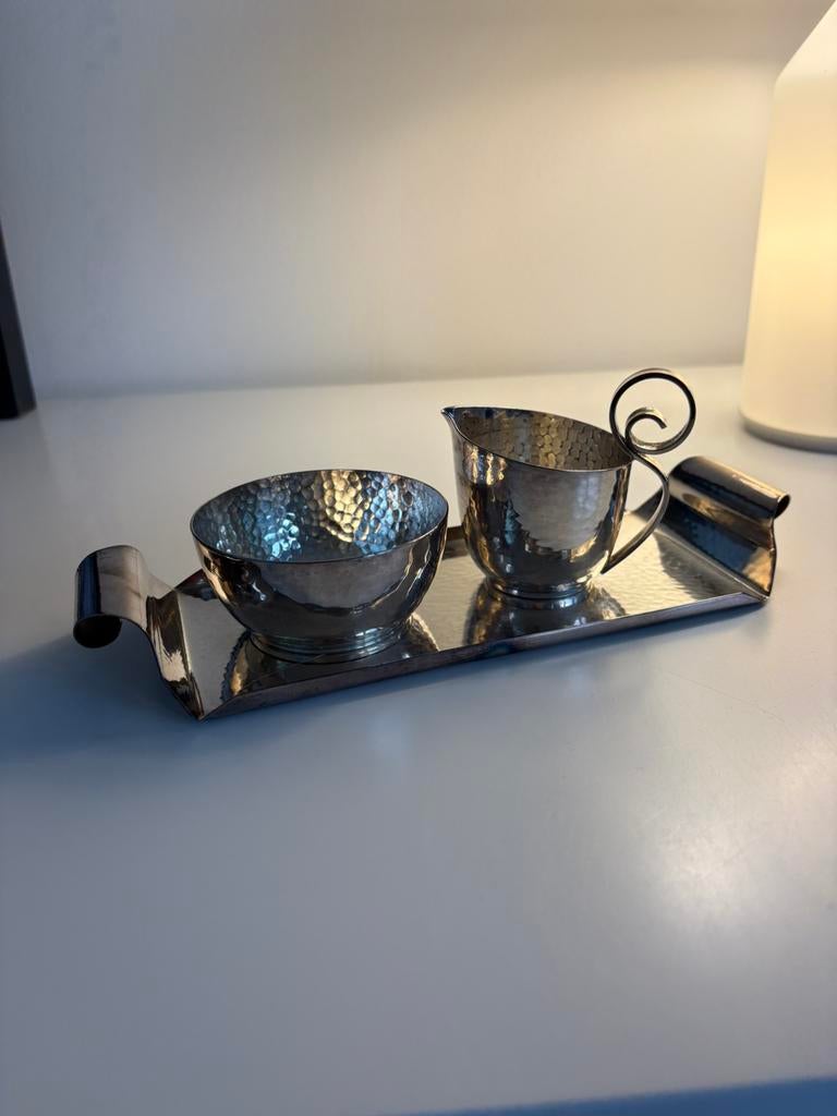 Verzilverd Gero roomstel art deco, ontwerp Georg Nilsson, Ophalen of Verzenden