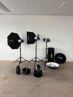 Complete Hensel Studio Flitsset, 3x 500Ws, lichtvormers etc, Ophalen, Zo goed als nieuw, Complete fotostudio