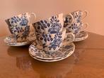 Zes kop en schotel, blauwe bloemen., Huis en Inrichting, Keuken | Servies, Gebruikt, Ophalen of Verzenden, Overige stijlen, Kop(pen) en/of Schotel(s)