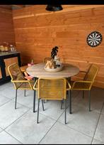 Tuinset: Ronde tafel met 4 stoelen - 100cm, Ophalen, 4 zitplaatsen, Gebruikt, Eettafel