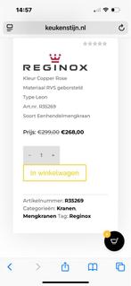 Reginox Leon Copper Rose Eenhendelmengkraan RVS, Minder dan 50 cm, Overige kleuren, Nieuw, Ophalen of Verzenden