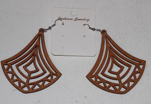 Houten Afrikaanse bruine oorbellen -  132850, Sieraden, Tassen en Uiterlijk, Oorbellen, Nieuw, Hangers, Overige materialen, Bruin