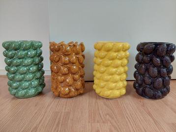 Fruitvazen - Limoen/Vijg/Citroen/Dennenappel H:26 cm. Ø16cm. beschikbaar voor biedingen