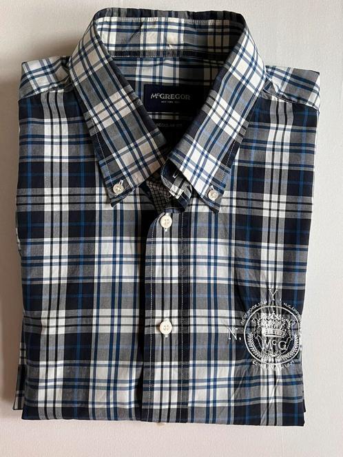 McGregor Regular Fit katoen blauw ruit D5 XL zgan, Kleding | Heren, Overhemden, Zo goed als nieuw, Halswijdte 43/44 (XL), Blauw