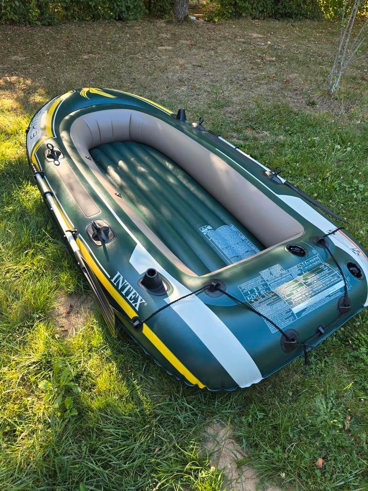 Roeiboot INTEX seahawk 3 opblaasboot, Watersport en Boten, Kano's, Zo goed als nieuw, Drie personen of meer, Opblaasbaar, Met peddels