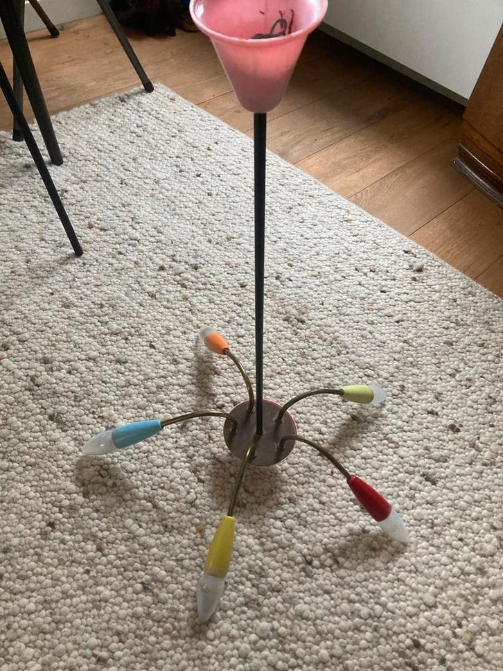 Spin sputnik kroonluchter vintage jaren 50 60, Huis en Inrichting, Lampen | Hanglampen, Gebruikt, 50 tot 75 cm, Metaal, Overige materialen