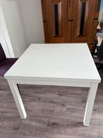 Witte, uitschuifbare eettafel Ikea, incl 2 eetkamer stoelen, Huis en Inrichting, Tafels | Eettafels, Ophalen, Gebruikt, 100 tot 150 cm