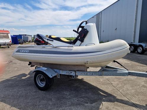 RIB Grand rubberboot met motor en trailer, Watersport en Boten, Rubberboten, Gebruikt, Overige merken, Overige materialen, Minder dan 70 pk