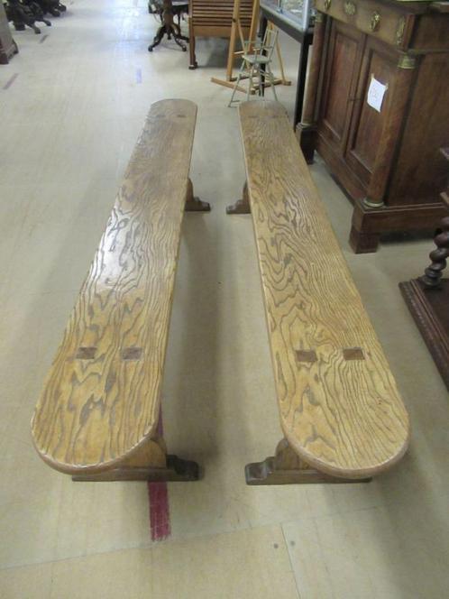 Oer 11080 ANTIEKE set van 2 iepenhouten banken, Antiek en Kunst, Antiek | Overige Antiek, Ophalen