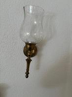 2x Vintage Wandkandelaar Glas & Koper, Antiek en Kunst, Antiek | Kandelaars, Ophalen of Verzenden, Glas