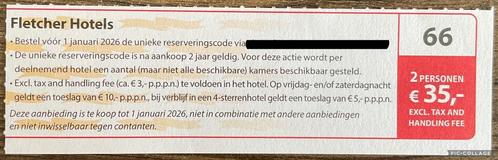 Voordeelbon Fletcher Hotels overnachting (KWF), Tickets en Kaartjes, Kortingen en Cadeaubonnen, Twee personen, Overige typen, Kortingsbon