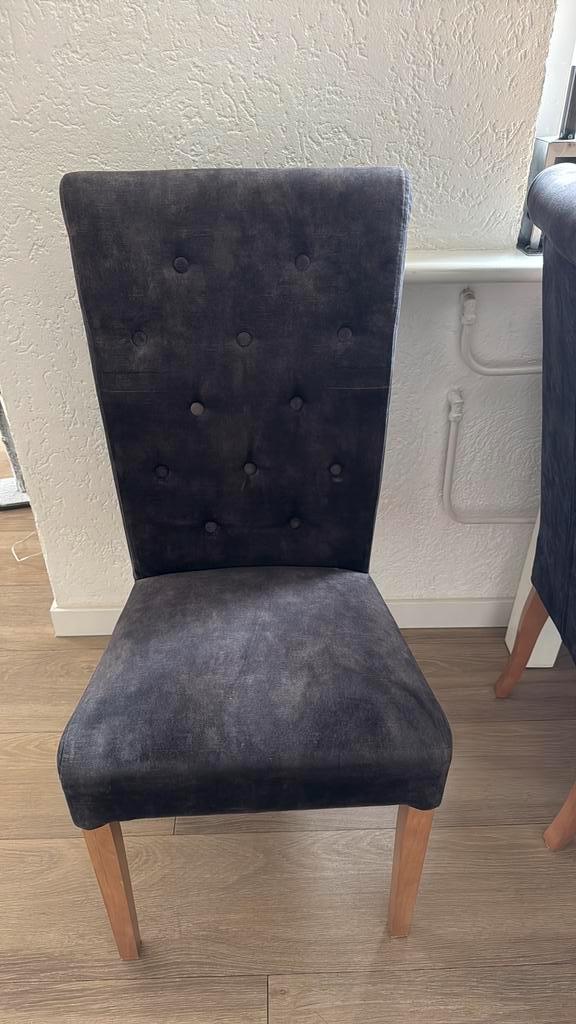 Eetkamerstoelen 6 stuks antraciet, Huis en Inrichting, Stoelen, Zo goed als nieuw, Vijf, Zes of meer stoelen, Stof, Grijs, Ophalen