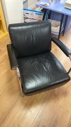 Scylla Leolux fauteuil Topaz leder zwart, Huis en Inrichting, Fauteuils, Ophalen of Verzenden, Zo goed als nieuw, 75 tot 100 cm