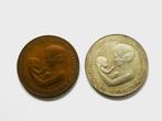 2 Beatrix Willem Alexander , geboortepenningen zilver brons, Ophalen of Verzenden, Brons, Nederland