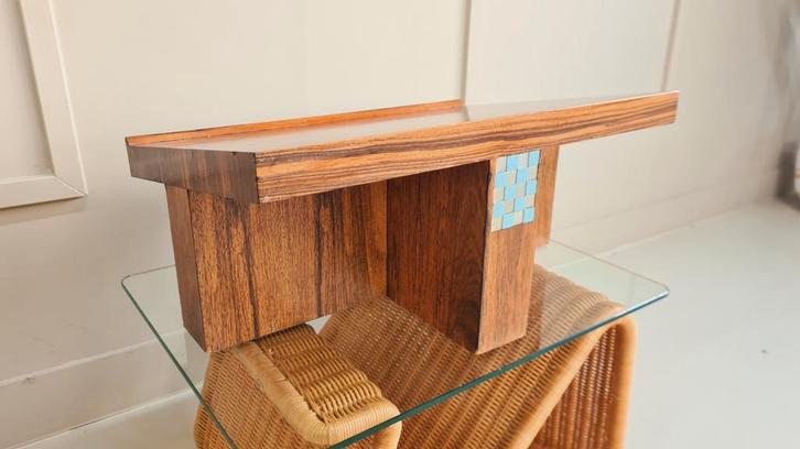 Vintage Notenhout Katheder met Inleg, Huis en Inrichting, Tafels | Bijzettafels, Gebruikt, Rechthoekig, 45 tot 60 cm, Minder dan 55 cm