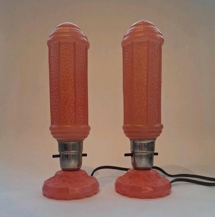 Vintage Art Deco "Bullet" Tafellampen, Huis en Inrichting, Lampen | Tafellampen, Zo goed als nieuw, Minder dan 50 cm, Ophalen of Verzenden
