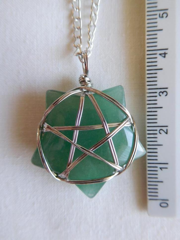Aventurijn ster kettinghanger (H49303), Sieraden, Tassen en Uiterlijk, Kettinghangers, Nieuw, Steen of Mineraal, Groen, Met edelsteen