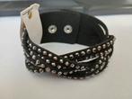 wikkelarmband van zwart suède met studs +drukknopen, Sieraden, Tassen en Uiterlijk, Verzenden, Zwart, Nieuw, Leer