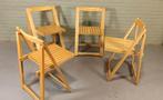Set van 4 vintage houten klapstoelen eetkamerstoelen, Huis en Inrichting, Stoelen, Gebruikt, Ophalen