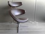 Variér (Stokke) Peel (Donkerbruin Leder), Heel Mooi!, Huis en Inrichting, Fauteuils, Ophalen, Zo goed als nieuw, Variér, Metaal