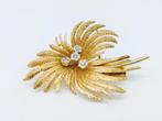 14K Gouden broche met 4 diamanten, gratis verzending!