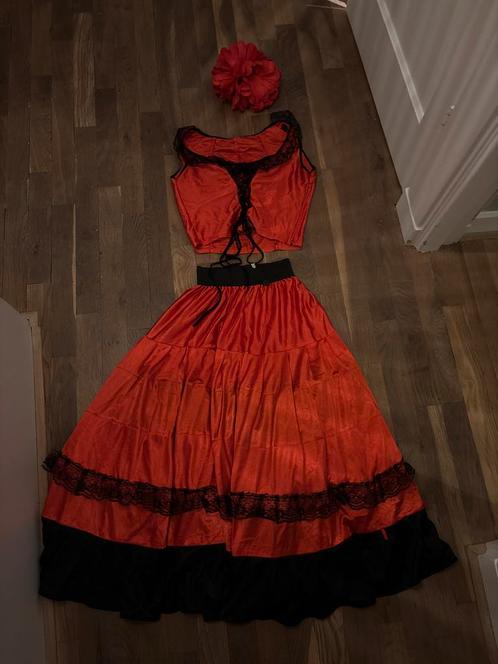 Spaanse jurk/ Flamencojurk Rood/Zwart - Maat S/ M, Kleding | Dames, Carnavalskleding en Feestkleding, Gedragen, Kleding, Carnaval