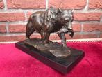 supermooi bronzen beeld van een beer met zijn vangst, Ophalen of Verzenden, Brons